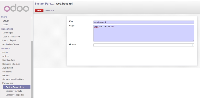 Odoo web base url configuration