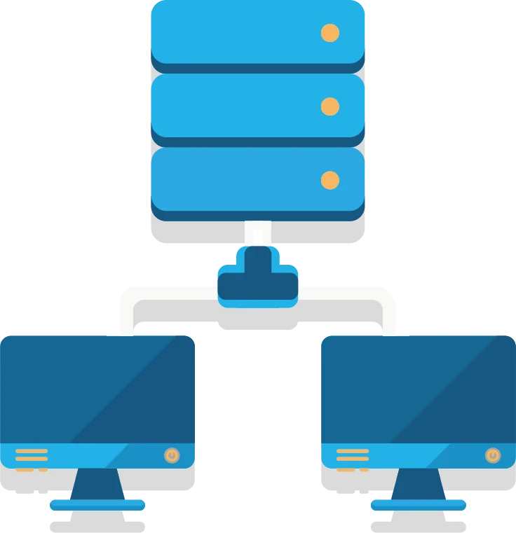 ADC infographic depicting server and computer connections.
