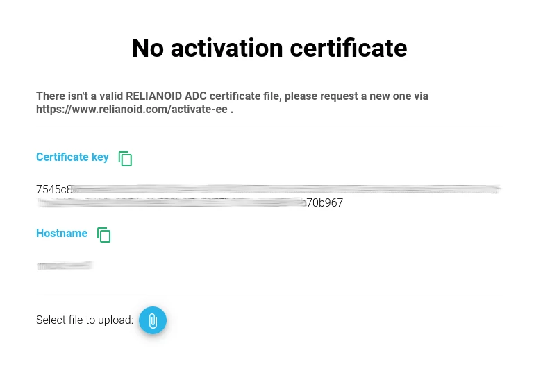 relianoid activation certficate web gui panel